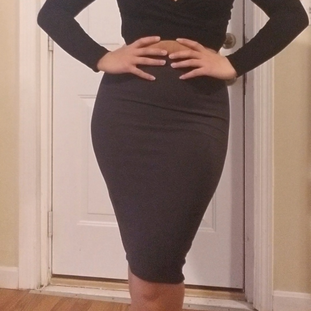 New forever 21 ribbed gray pencil skirt